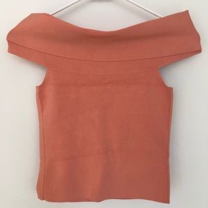 rib knit off shoulder top